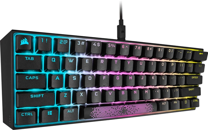 Corsair Gaming K65 RGB Mini, 60%, schwarz, MX SPEED RGB Silver, USB, DE