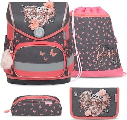 Belmil Compact Bloomy Blossom Schultaschen-Set, 4-tlg.