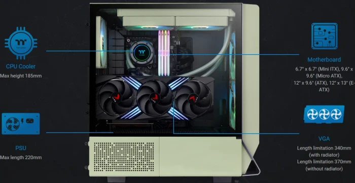 Thermaltake Ceres 300 TG ARGB Matcha Green, grün, Glasfenster