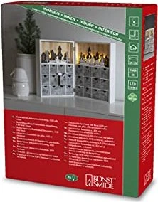 Konstsmide Holzsilhouette Kalender LED 8x warmweiß