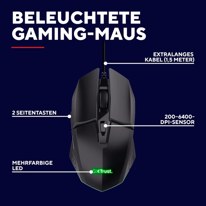 Trust Gaming GXT 1109 Vylax Illuminated Gaming Mouse schwarz, USB