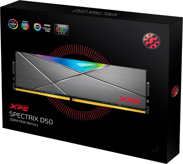 ADATA XPG Spectrix D50 RGB Tungsten Grey UDIMM 16GB Kit, DDR4-3200, CL16-20-20, 1R