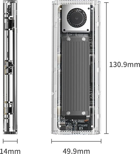 Orico TCM2-U4, M.2 NVMe SSD Enclosure, transparent/schwarz, M.2, USB4