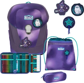 Scout Sunny II Exklusiv Superflash Purple Magic Schultaschen-Set, 4-tlg.