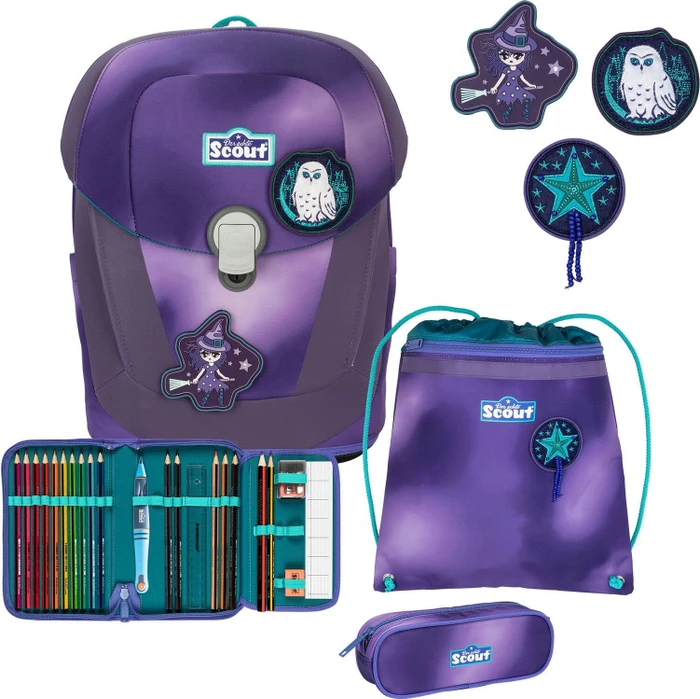 Scout Sunny II Exklusiv Superflash Purple Magic Schultaschen-Set, 4-tlg.