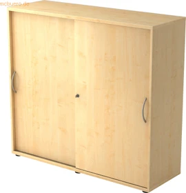 Hammerbacher Schiebetürenschrank 3OH V1753S, Bogengriff Metall, ahorn, Aktenschrank