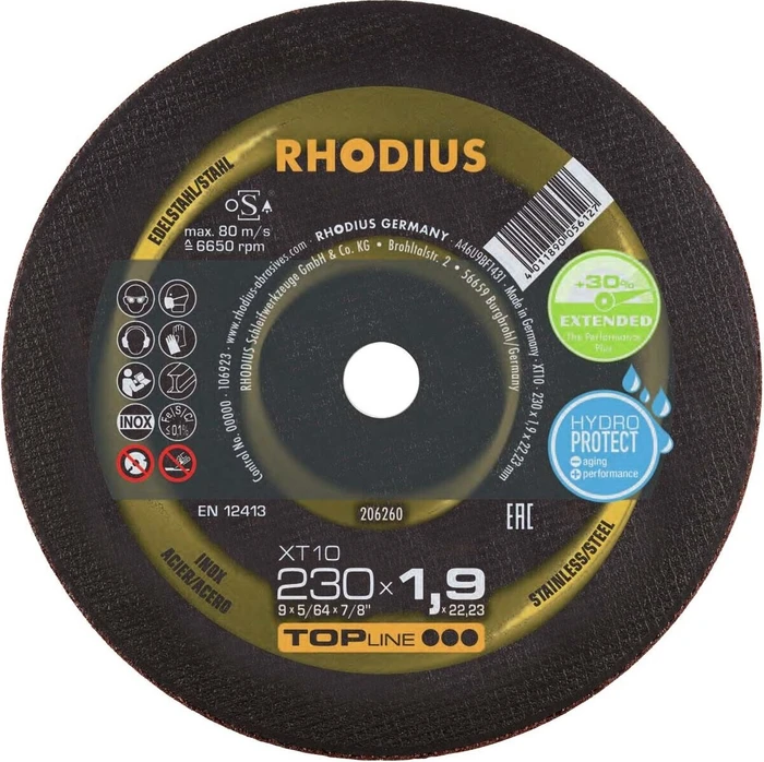 Rhodius TopLine XT 10 Trennscheibe, 230x1.9x22.23mm, 25 Stück