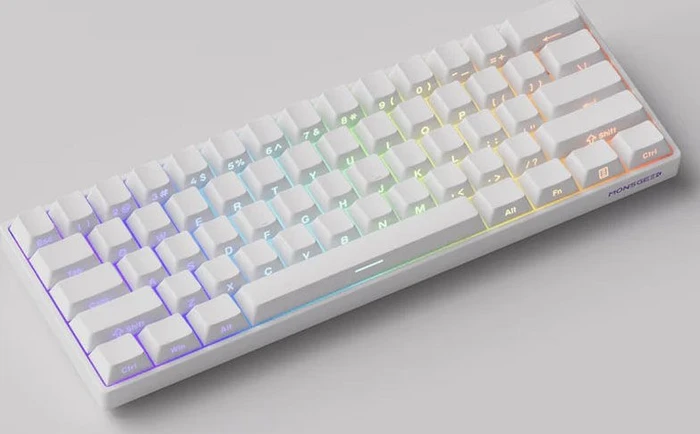 Akko MonsGeek FUN60 Pro HE Wireless, weiß, LEDs RGB, hot-swap, Akko Glare Magnetic, USB/Bluetooth, US