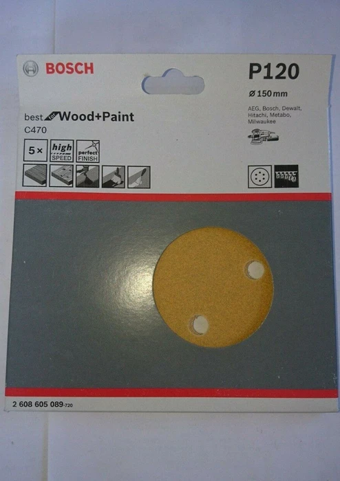 Bosch Professional C470 Best for Wood and Paint Schleifblatt K120, 150mm, 5 Stück