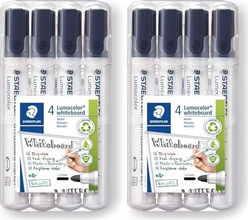 Staedtler Lumocolor Whiteboardmarker 351 schwarz, 4er-Pack