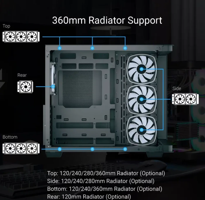 AeroCool P500C Evo Black, Glasfenster