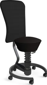Aeris Swopper Work New Edition Bürohocker mit Rollen und Lehne, Feder Low, Gestell Alu schwarz, Bezug Mesh-Gewebe schwarz