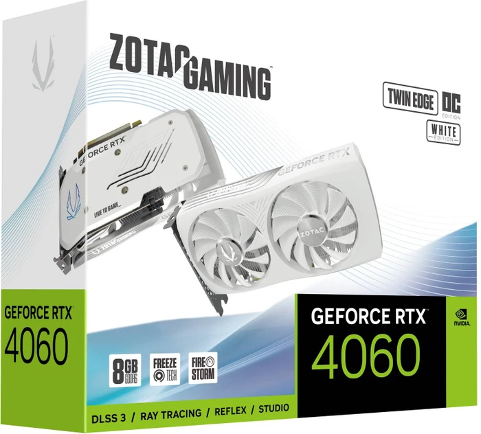Zotac Gaming GeForce RTX 4060 Twin Edge OC White Edition, 8GB GDDR6, HDMI, 3x DP