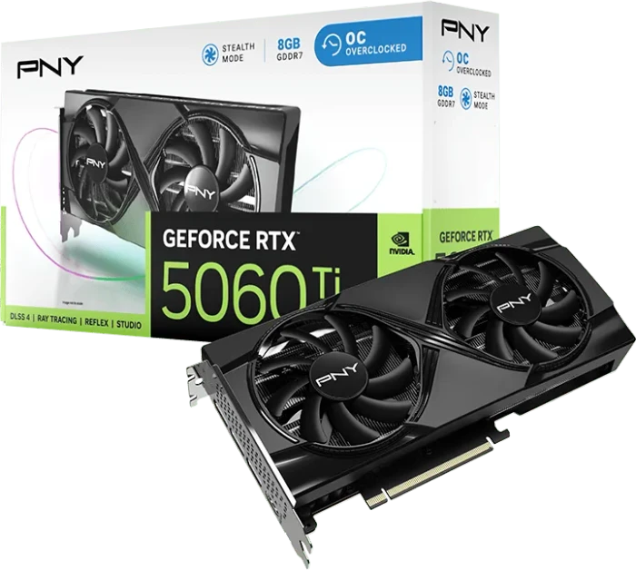 PNY GeForce RTX 5060 Ti Overclocked Dual Fan, 8GB GDDR7, HDMI, 3x DP