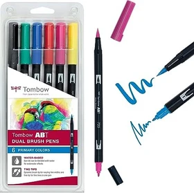 Tombow ABT Dual Brush Pen Basisfarben sortiert, 6er-Set