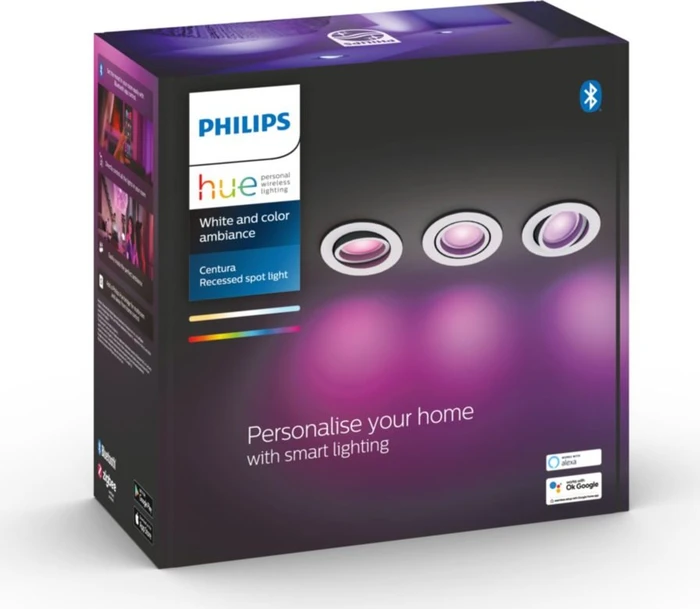 Philips Hue White and Color Ambiance Centura Einbauleuchte rund weiß, 3 Stück