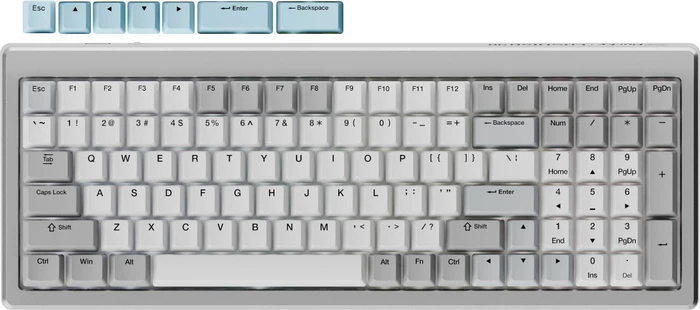 Ducky Cushion 98, Silver, Shush Silent Green Tactile, USB/Bluetooth, US