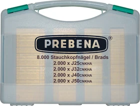 Prebena J-BOX Stauchkopfnägel-Set verzinkt inkl. Koffer, 8000-tlg.