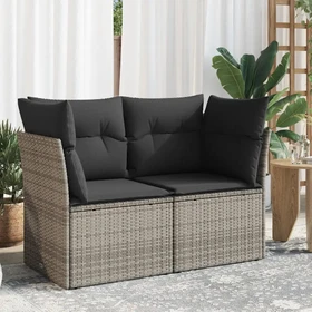 vidaXL Gartensofa/Gartenbox mit Kissen 124cm 2-Sitzer grau