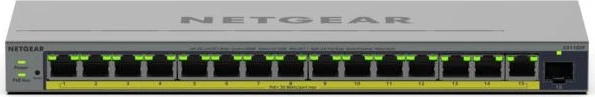 Netgear GS100 Desktop Gigabit Smart Switch, 15x RJ-45, 1x SFP, 180W PoE+
