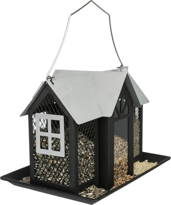 Trixie Vogelfutterhaus Villa mit 3 Kammern, schwarz/weiß