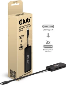 Club 3D Multi Stream Transport MST Hub, USB-C mit DisplayPort 2.1 auf 3x DisplayPort Adapter