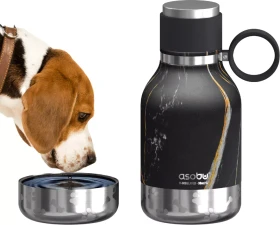 Asobu Futter- und Wasserbehälter inkl. Reisenapf, 975ml, Midnight Marble