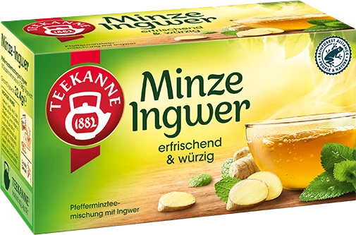 Teekanne Minze Ingwer Tee Beutel, 18 Stück