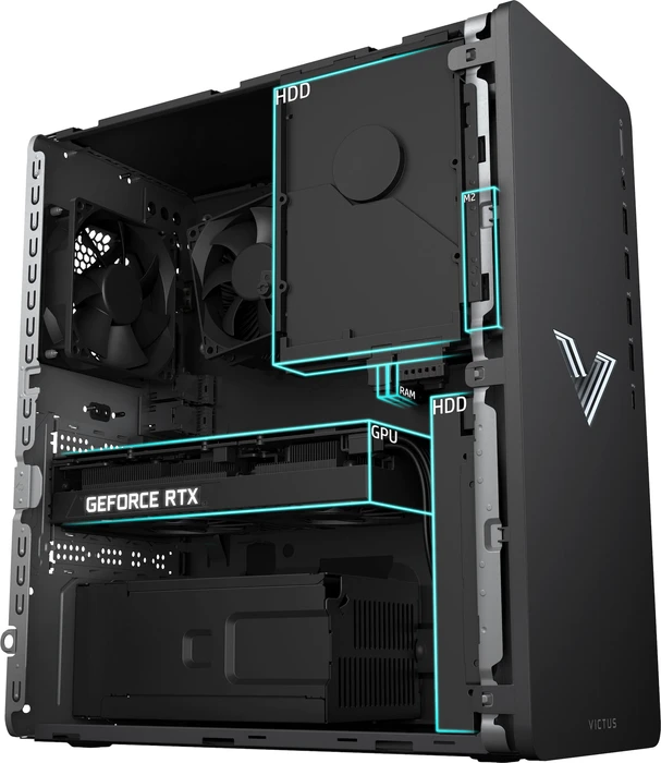 HP Victus 15L Desktop TG02-0015ng, Shadow Black, Ryzen 7 5700G, 16GB RAM, 512GB SSD, 1TB HDD, GeForce RTX 3060 Ti
