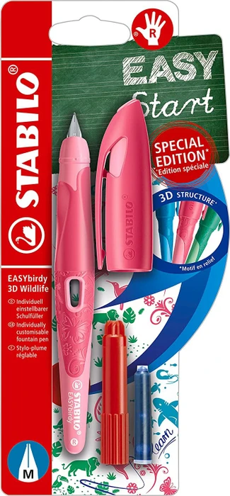 STABILO EASYbirdy 3D Wildlife Special Edition rosa, rechte Hand, mittel, Blister