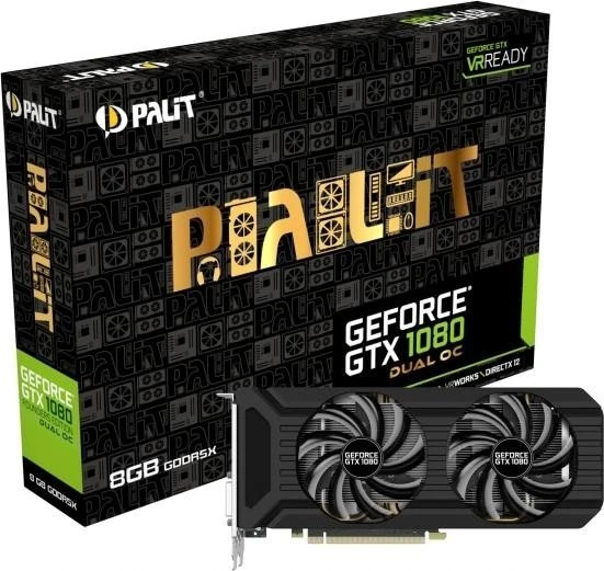 Palit GeForce GTX 1080 Dual OC, 8GB GDDR5X, DVI, HDMI, 3x DP