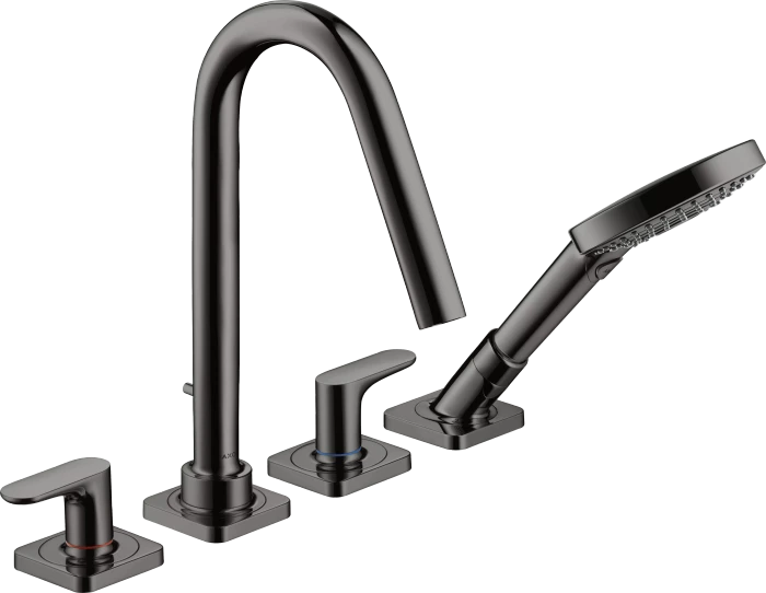 Hansgrohe Axor Citterio M 4-Loch Fliesenrandarmatur mit Hebelgriffen und Rosetten polished black chrome