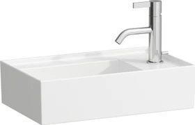 Laufen Kartell Handwaschbecken, Armaturenbank rechts, mit verdecktem Ablauf, weiß