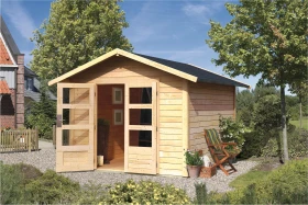 Karibu Carlos 3 Gartenhaus inkl. Fußboden + Dacheindeckung natur