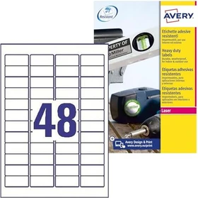 Avery-Zweckform Folienetiketten, 45.7x21.2mm, wetterfest, weiß, 8 Blatt (384 Etiketten)