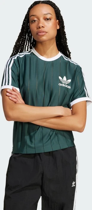 adidas Adicolor 3-Streifen Pinstripe T-Shirt kurzarm mineral green (Damen)