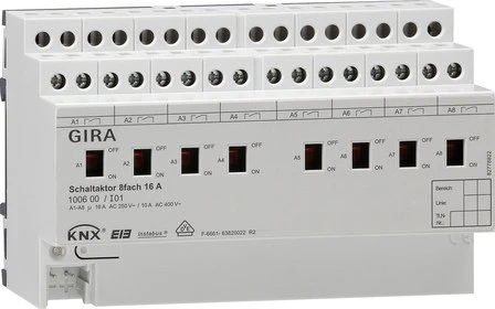 Gira KNX Schaltaktor 16-fach, 16A, 8TE REG, Schaltaktor