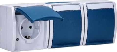 Busch-Jaeger Ocean SCHUKO Steckdose 3-fach, grau/blaugrün