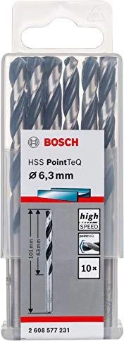Bosch Professional HSS PointTeQ Spiralbohrer, 6.3x63x101mm, 10 Stück