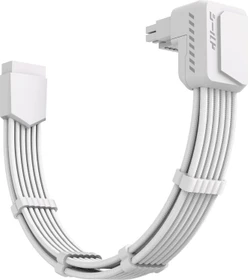 EZDIY-FAB 12V-2x6 Kabel, 16-Pin PCIe Verlängerungskabel, 1x 16-Pin PCIe 5.1 Buchse auf 16-Pin PCIe 5.1 Stecker, Variante Standard, Sense-Pins an der Unterseite, 16AWG, weiß, 90° gewinkelt