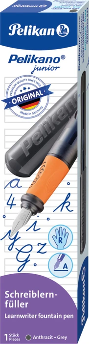 Pelikan Pelikano Junior anthrazit, rechte Hand, Anfänger, Faltschachtel