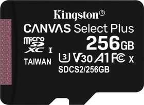Kingston Canvas Select Plus R100/W85 256GB, UHS-I U3, A1, Class 10