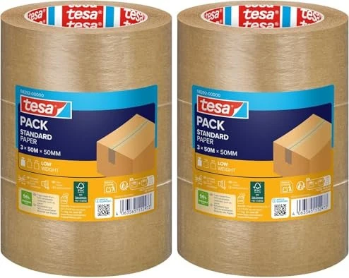tesa tesapack Paper Standard ecoLogo braun, Klebeband, 50mm/50m, 3 Stück