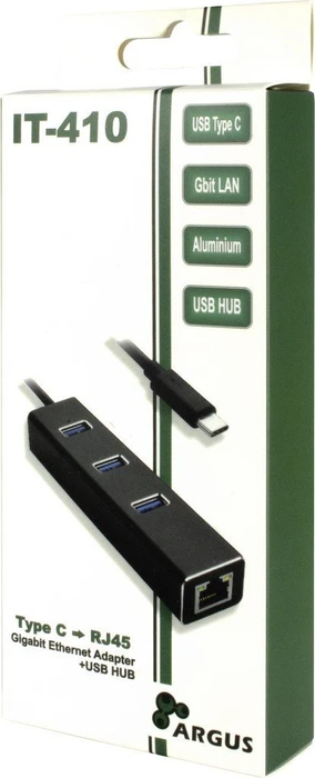 Inter-Tech Argus IT-410 schwarz, RJ-45, USB-C 3.0 [Stecker]