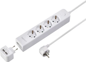 Sygonix Steckdosenleiste mit Schalter, 5-fach, mit abnehmbarem 2x USB-Ladegerät, 1.4m, weiß