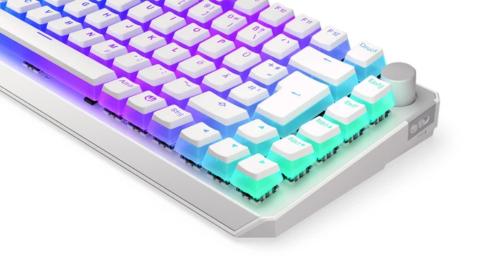 Endorfy Thock 75% Wireless Pudding, Onyx White, PBT, LEDs RGB, hot-swap, Kailh Box BLACK, USB/Bluetooth, DE