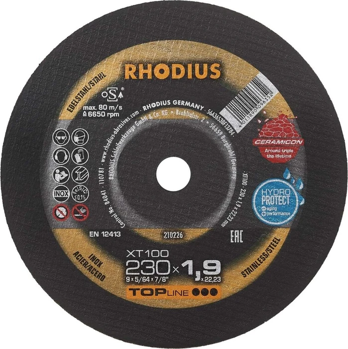 Rhodius TopLine XT100 Extended Trennscheibe, 230x1.5x22.23mm, 25 Stück