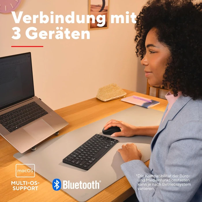 Trust Vira Multi-Device Wireless Keyboard, schwarz, Bluetooth, DE