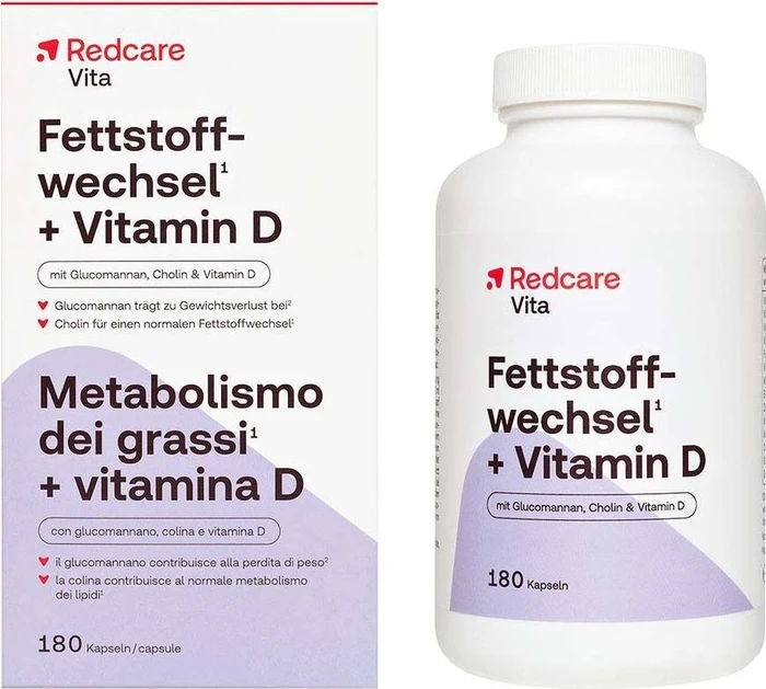 Redcare Fettstoffwechsel + Vitamin D Kapseln, 180 Stück