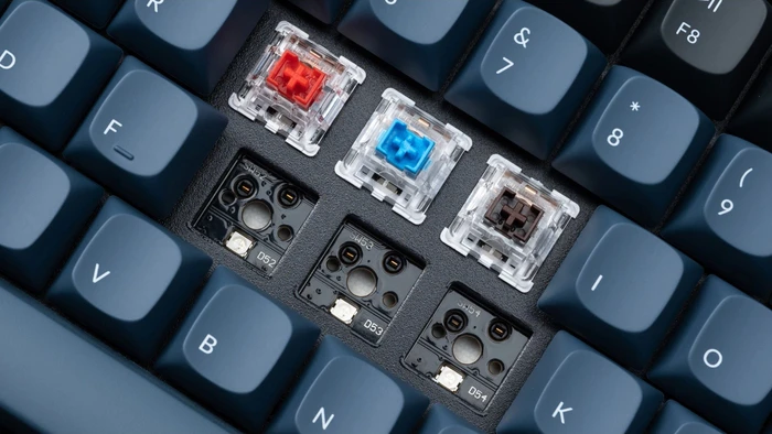 Keychron K2 Pro, 75%, schwarz/blau, LEDs RGB, hot-swap, Keychron K Pro BROWN, USB/Bluetooth, DE